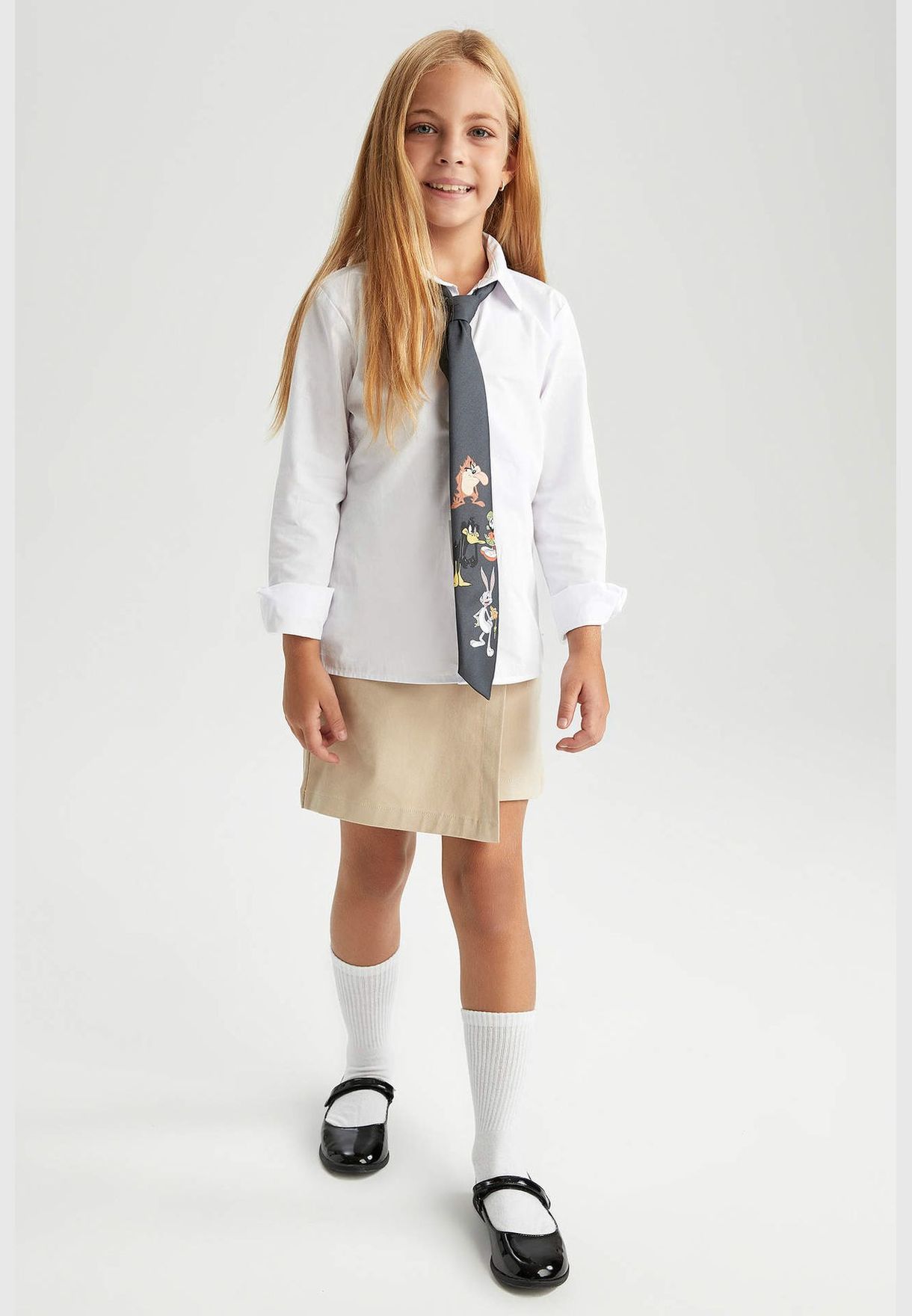 Buy Defacto beige Girl Skort Woven Skirt for Kids in Dubai, Abu Dhabi