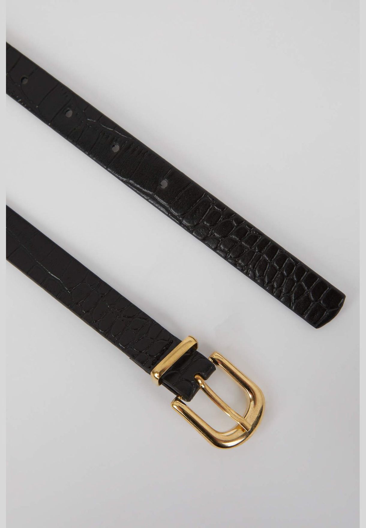 Faux Leather Belt with Oval Buckle
