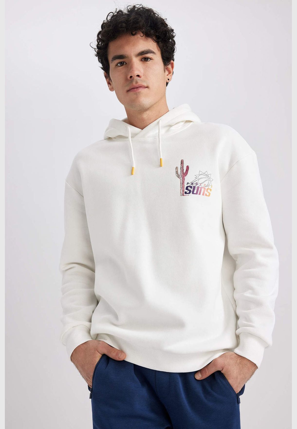 Man NBA Phoenix Suns Licenced Boxy Fit Hooded Long Sleeve Knitted Sweatshirt