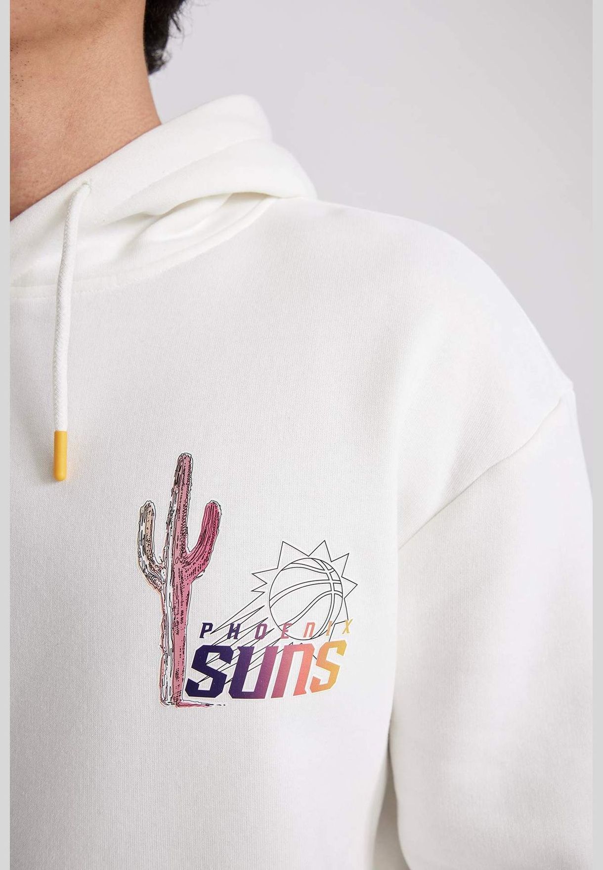 Man NBA Phoenix Suns Licenced Boxy Fit Hooded Long Sleeve Knitted Sweatshirt