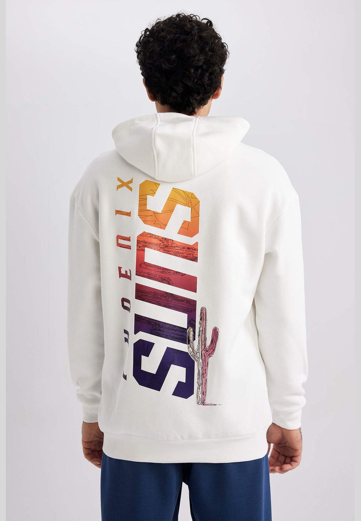 Man NBA Phoenix Suns Licenced Boxy Fit Hooded Long Sleeve Knitted Sweatshirt