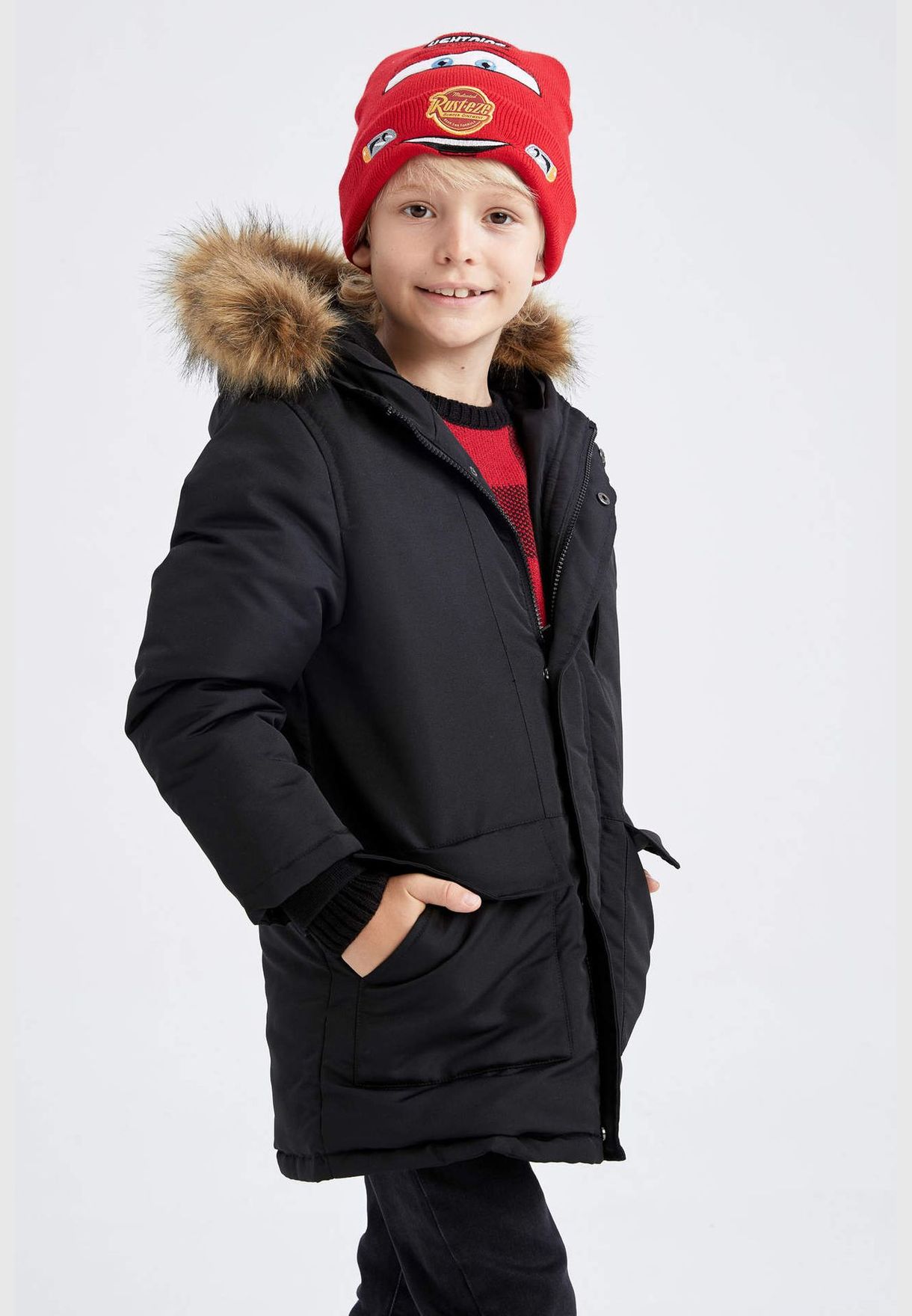 Boy Hooded Long Sleeve Coat