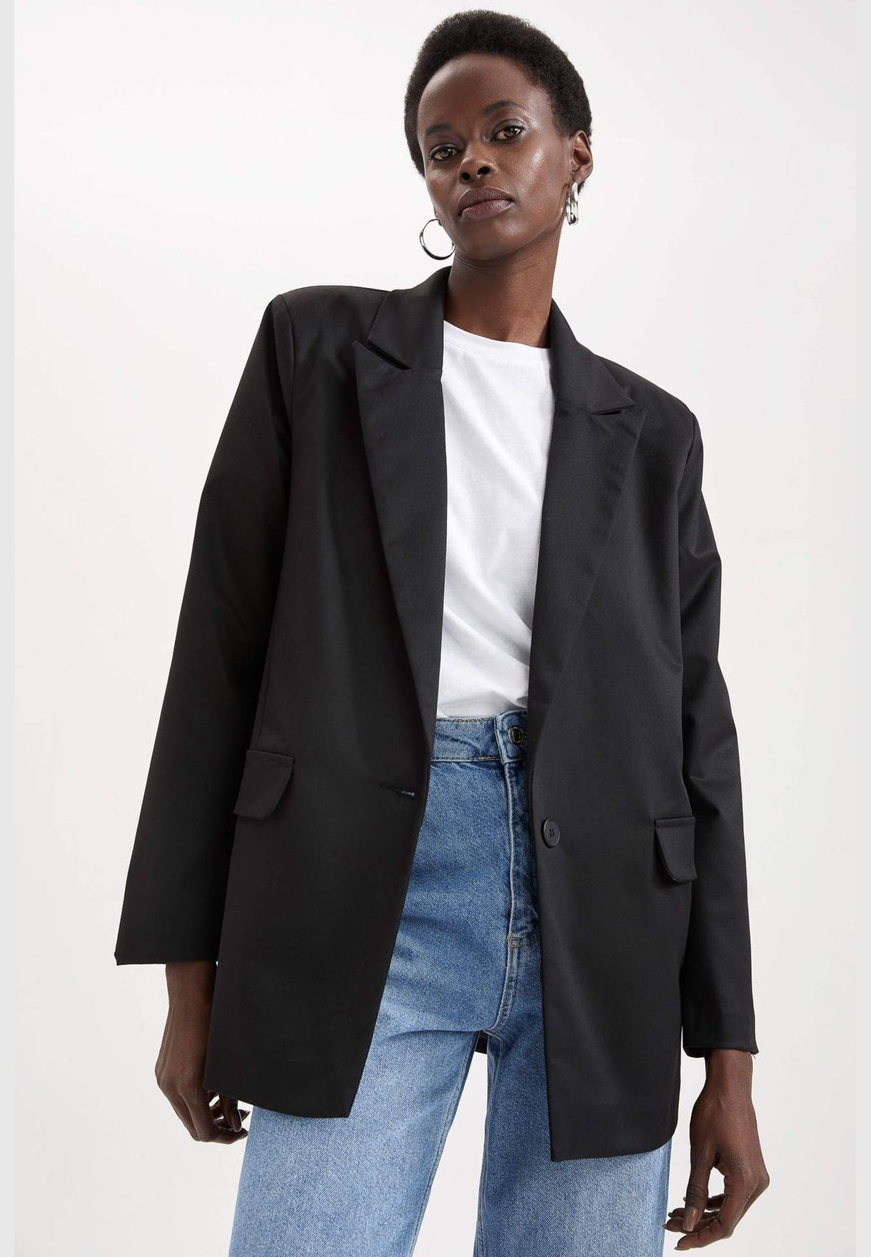 Oversized Fit Long Sleeve Side Split Blazer Jacket