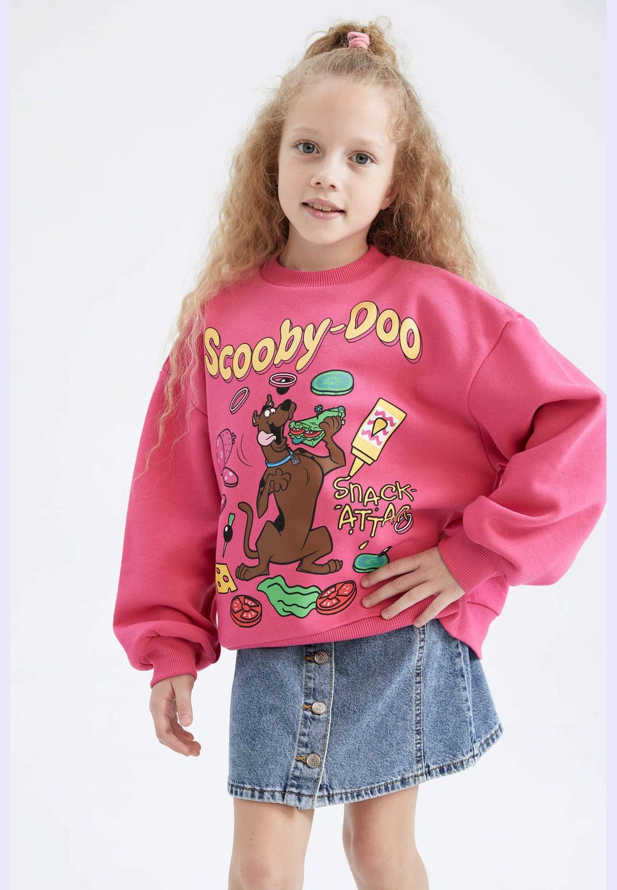 Girl Scooby Doo Licenced Oversize Fit Crew Neck Long Sleeve Knitted Sweatshirt