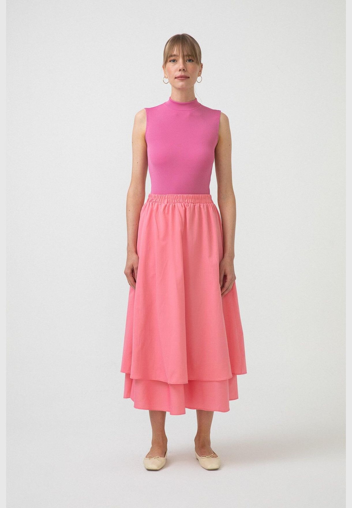 COTTON SKIRT WITH DOUBLE LAYER