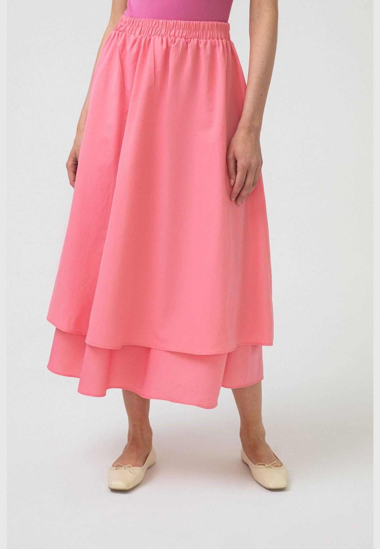COTTON SKIRT WITH DOUBLE LAYER