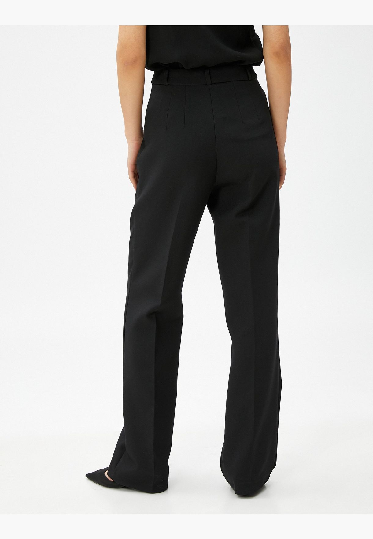 Ribbed High Rise Wide Leg Trousers