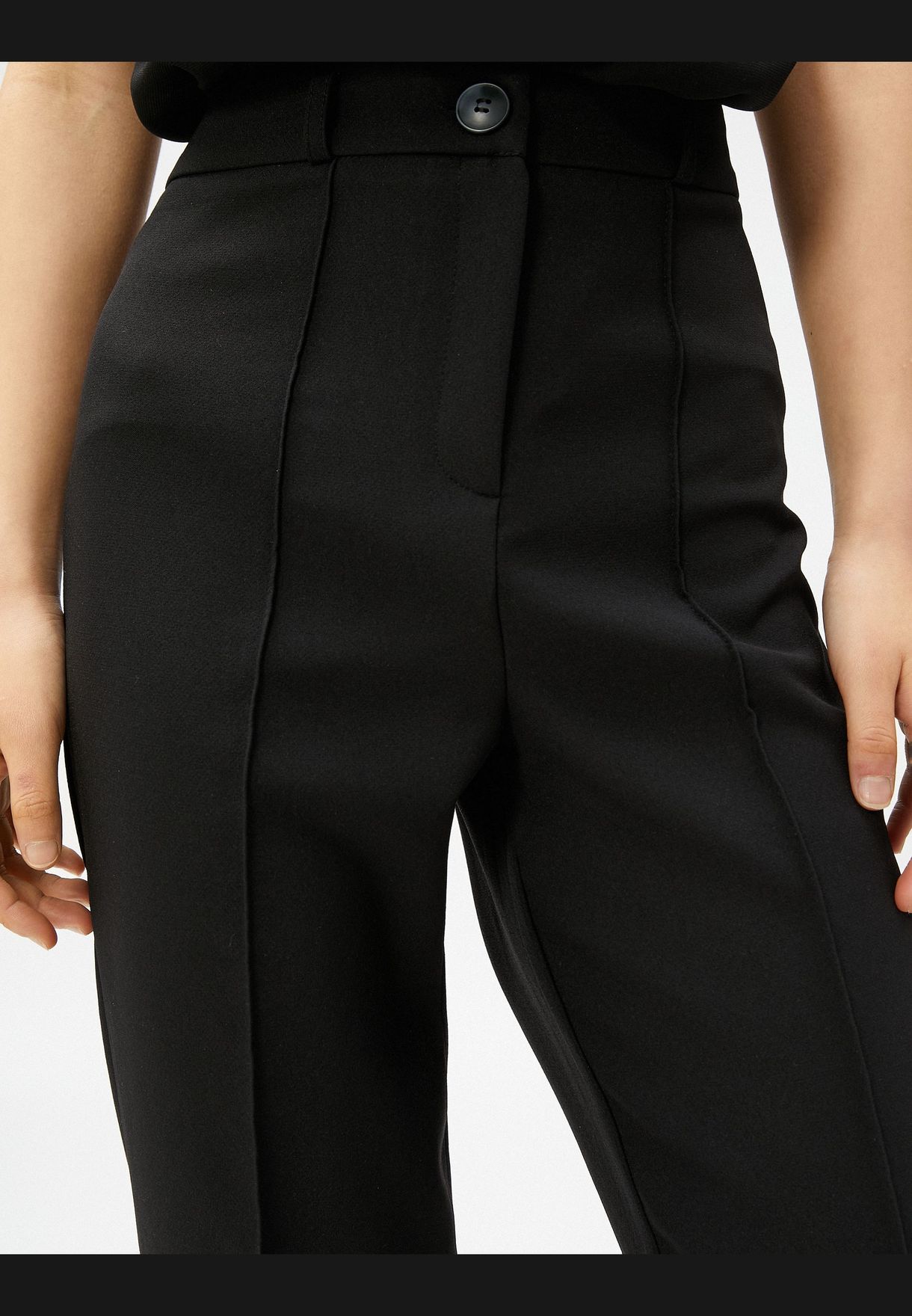 Ribbed High Rise Wide Leg Trousers