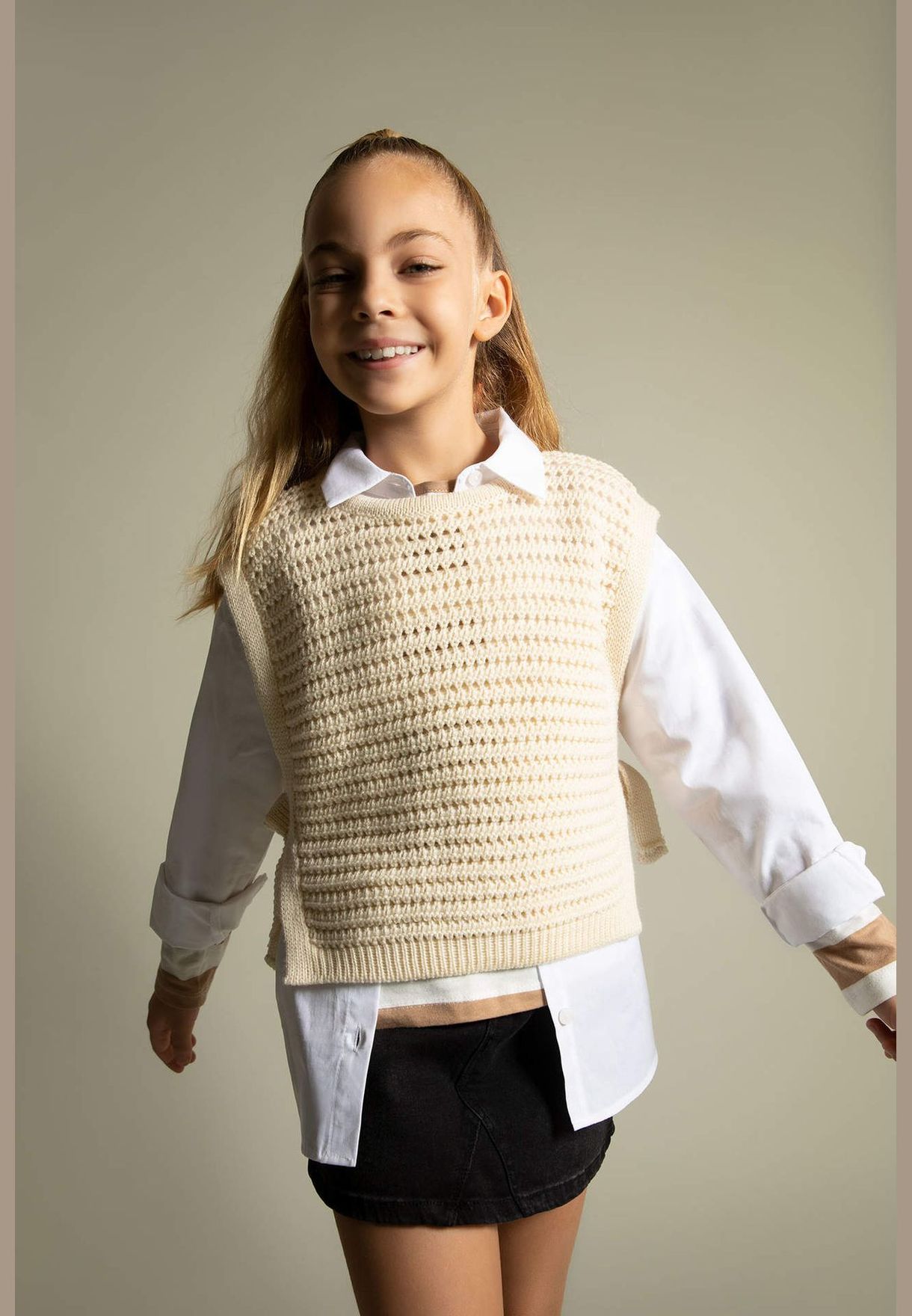 Girl Crew Neck Tricot Sweater