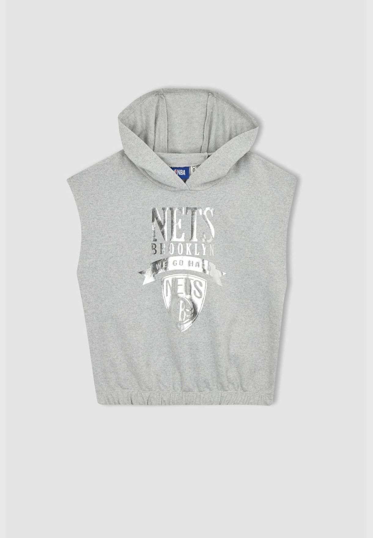 Girl NBA Brooklyn Nets Licenced Hooded Sleeveless Knitted Sweatshirt