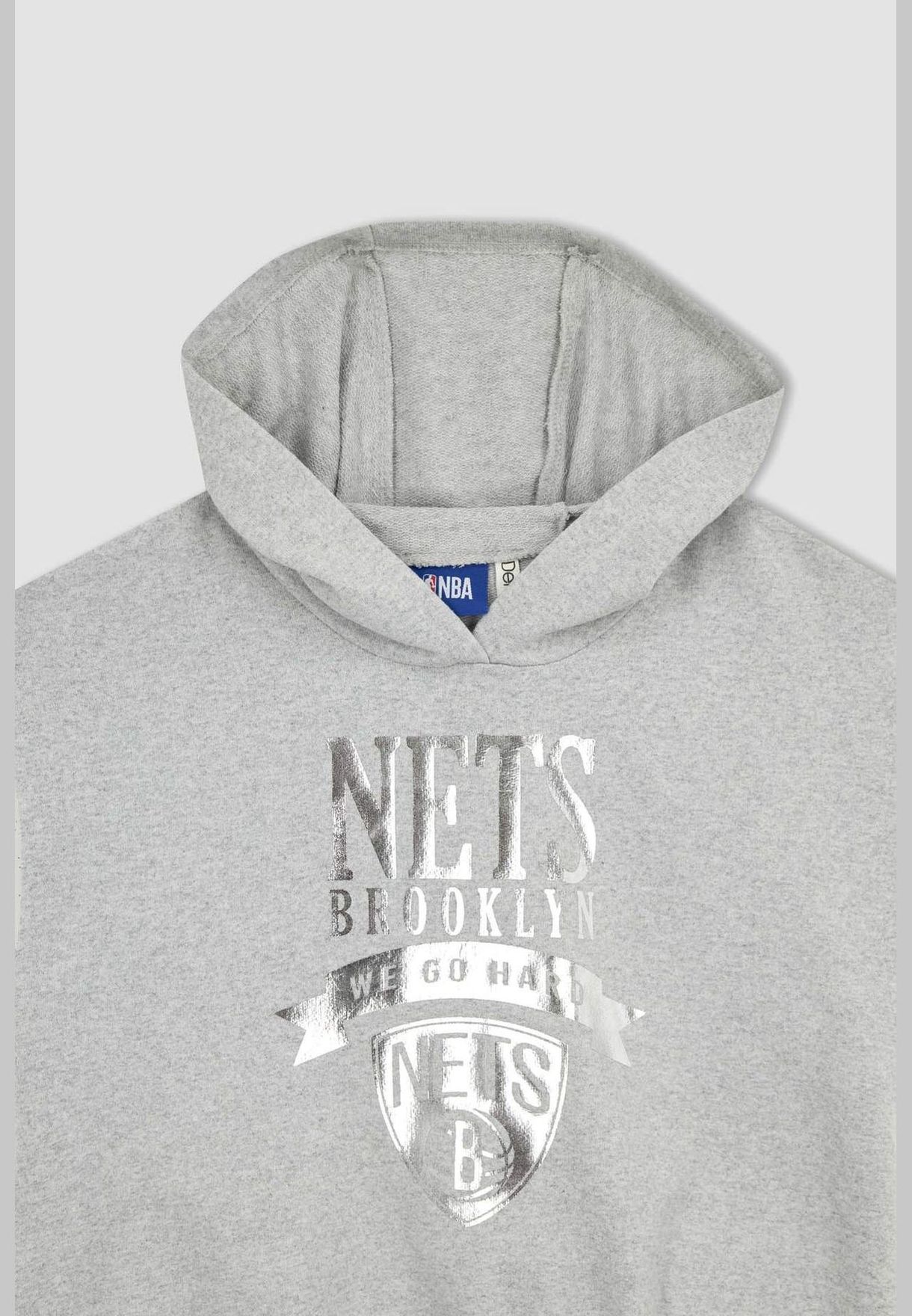 Girl NBA Brooklyn Nets Licenced Hooded Sleeveless Knitted Sweatshirt