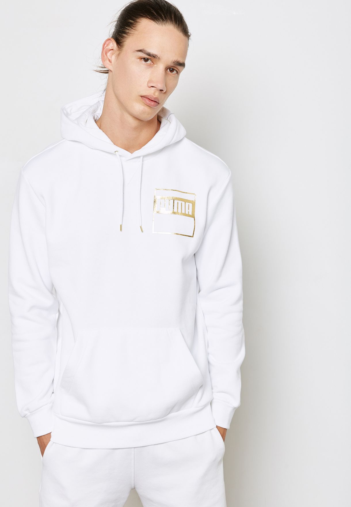 white and gold hoodie