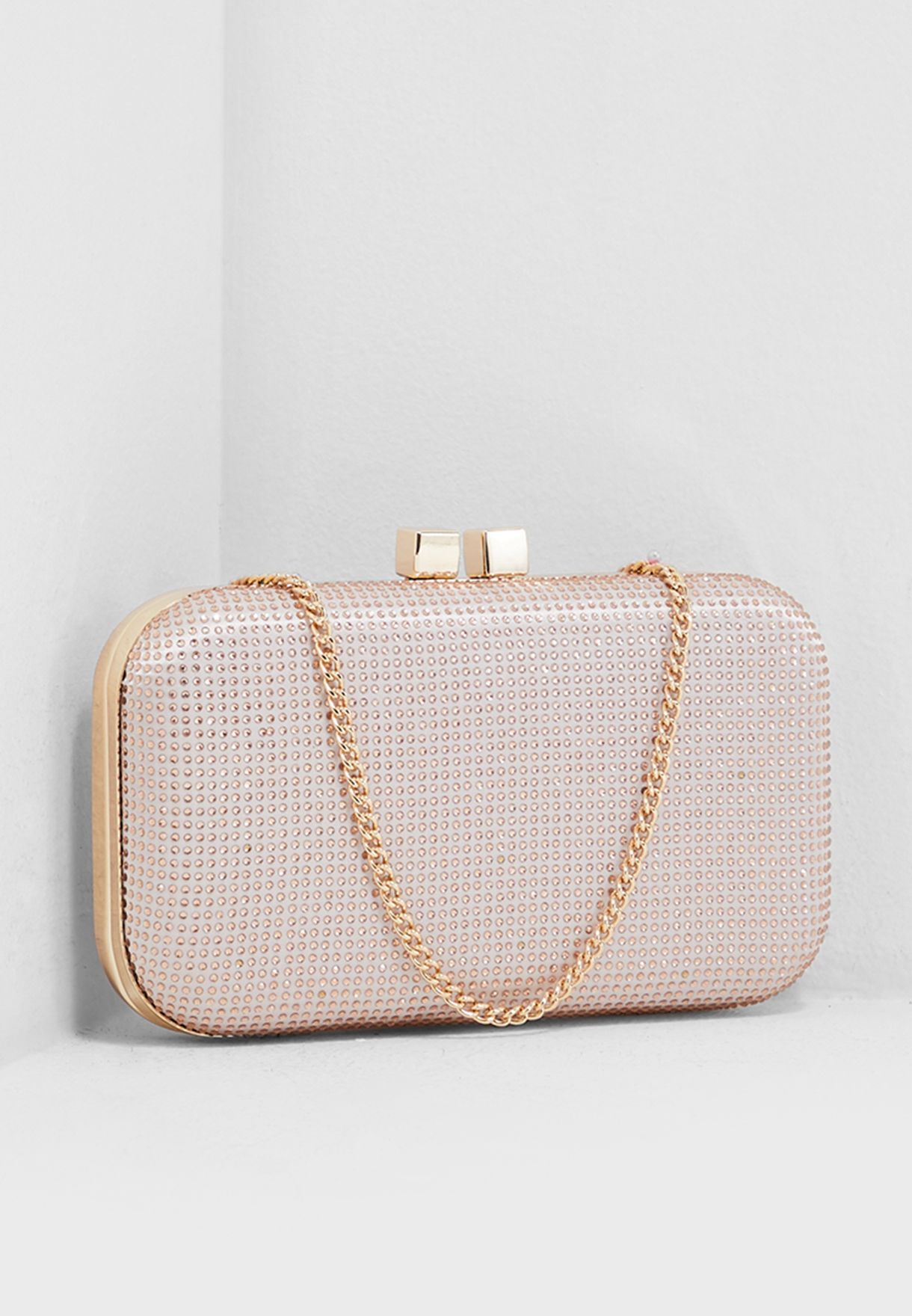 pink diamante clutch bag