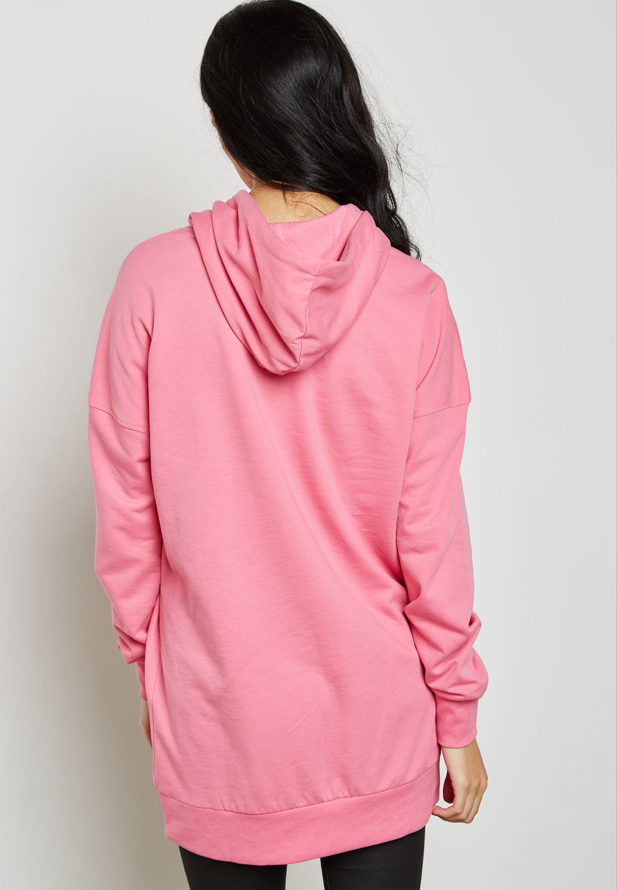 longline pink hoodie