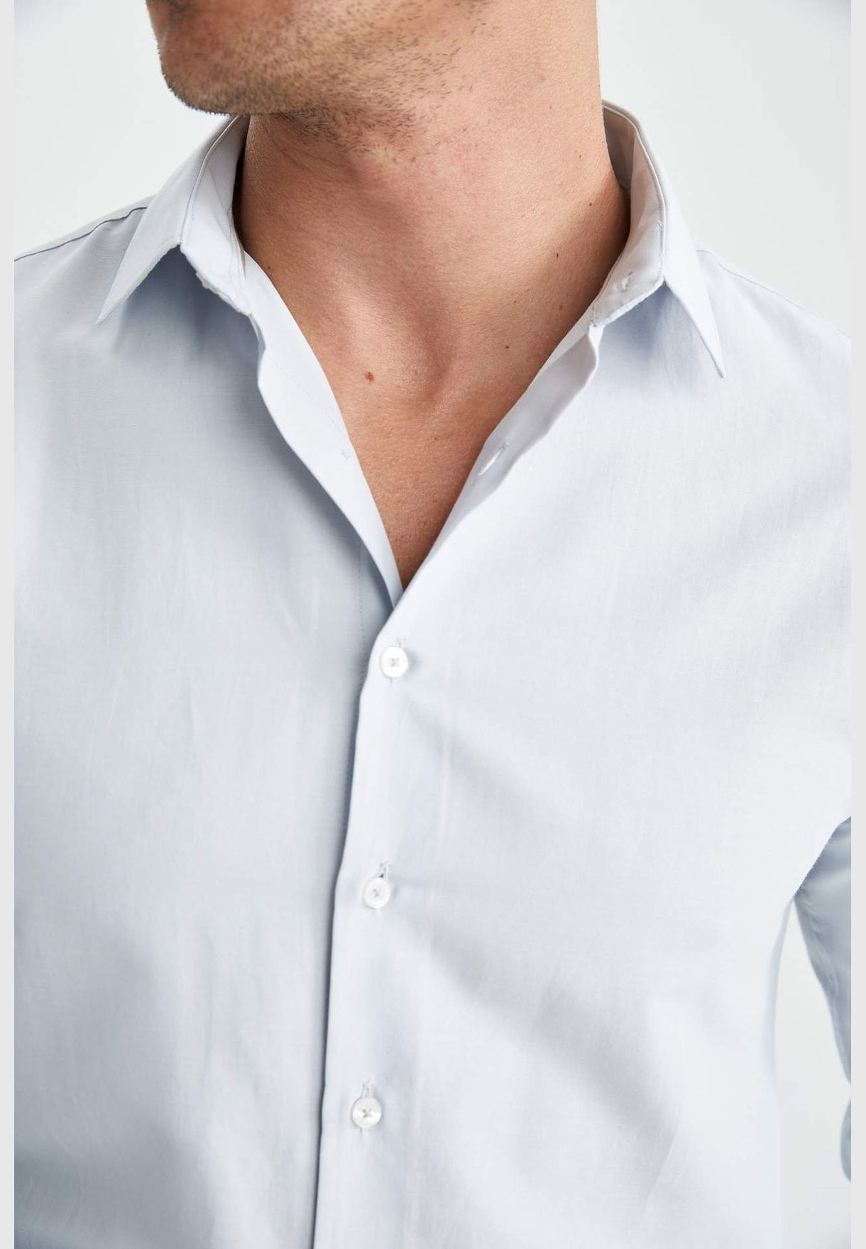 Modern Fit Button Down Polo Neck Long Sleeved Shirt