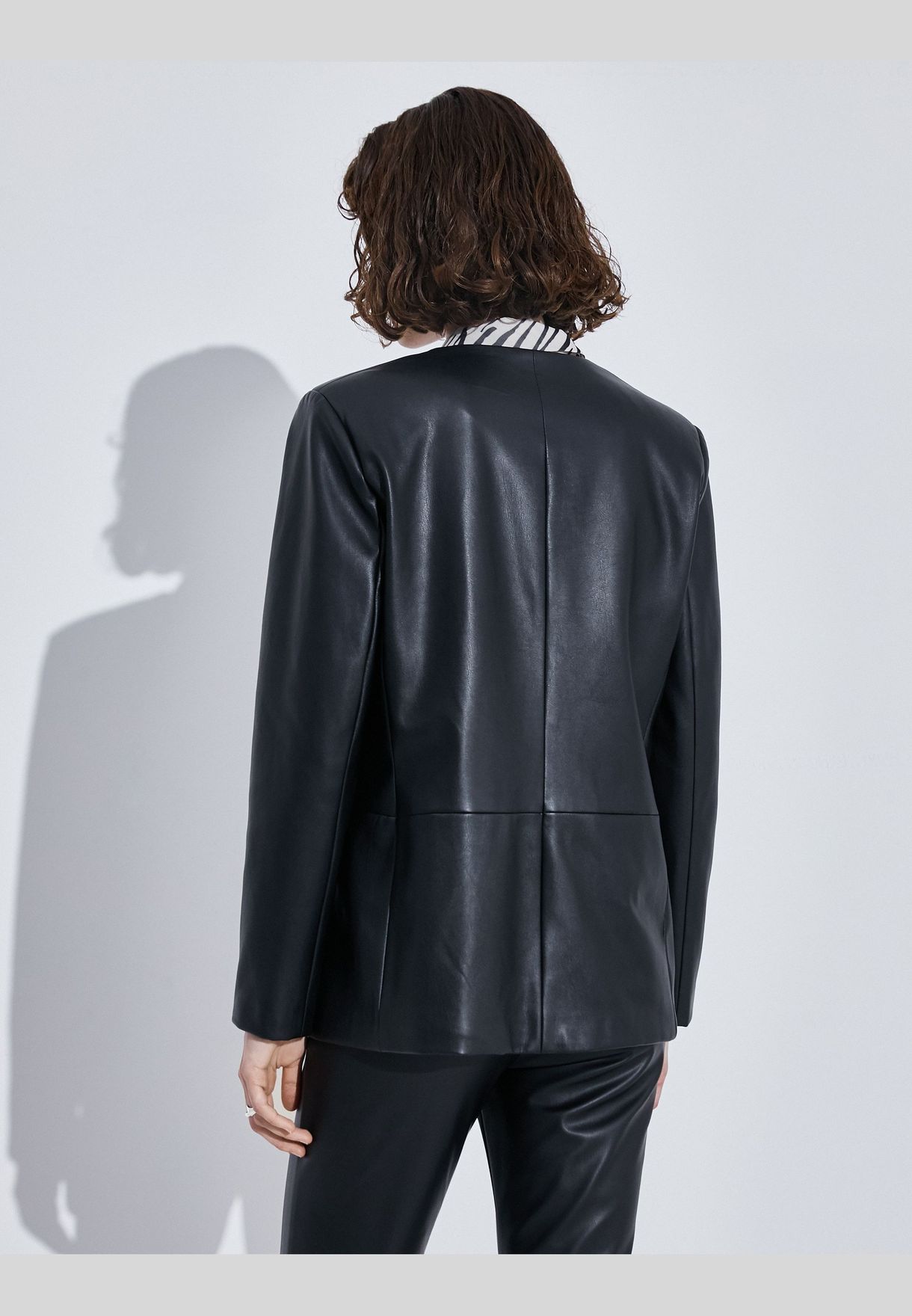 Faux Leather Blazer Jacket