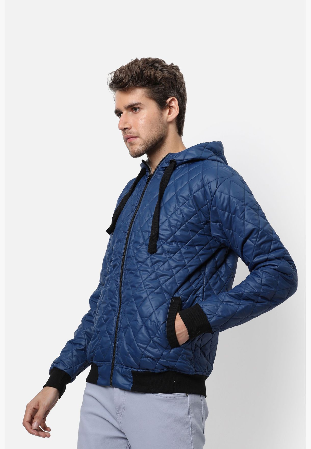 Men's Quilted Puffer Regular Fit Bomber Jacket For Winter Wear
