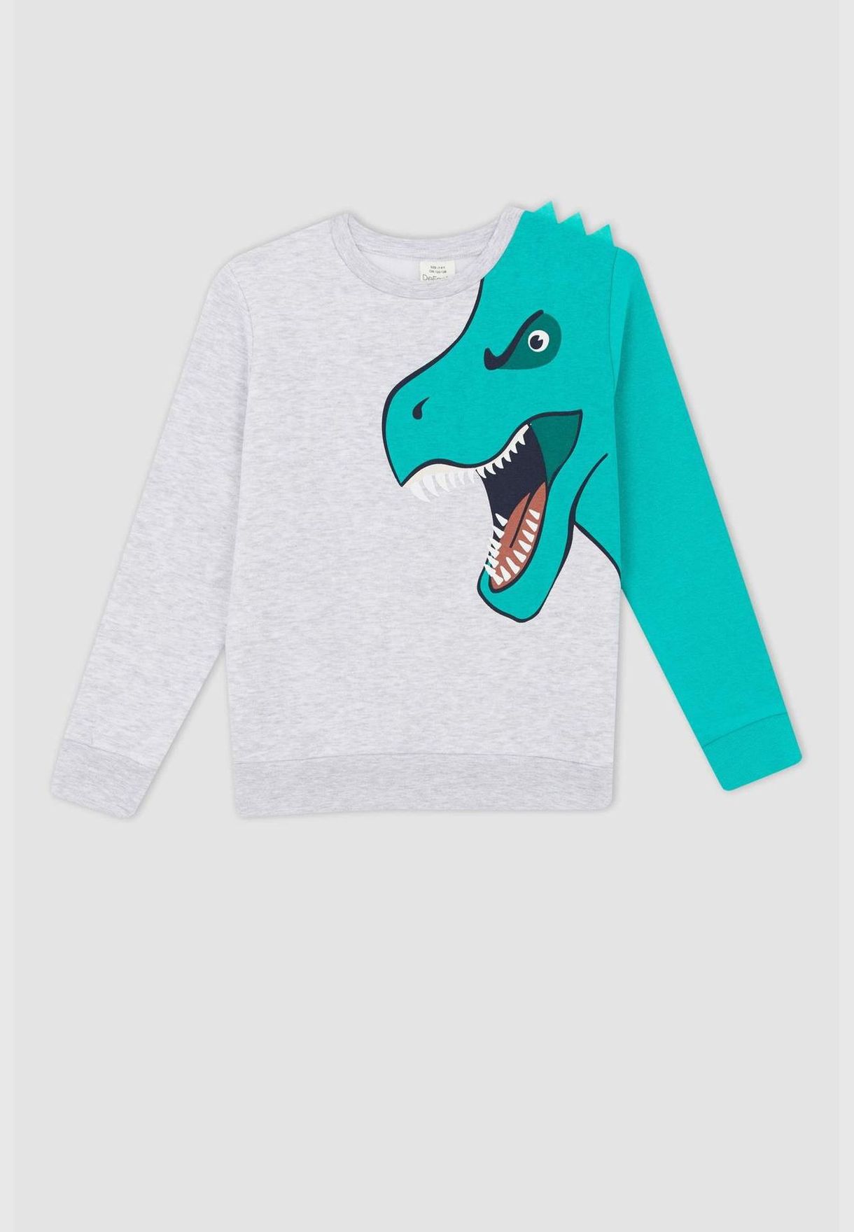 Long Sleeve Dragon Patterned Sweatshirt