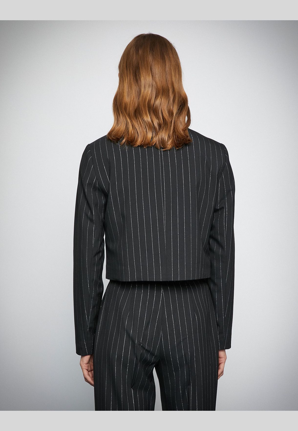 Silvery Crop Blazer Jacket