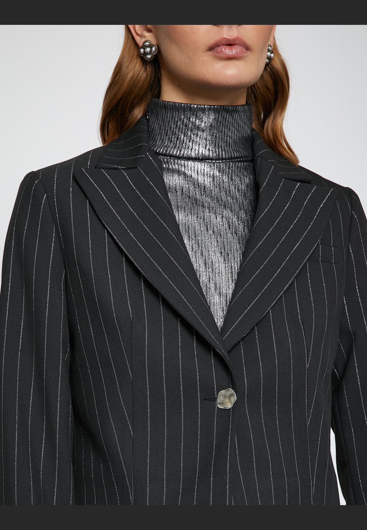 Silvery Crop Blazer Jacket