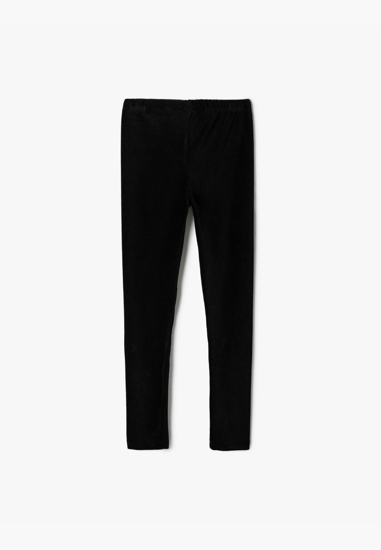 Basic Leggings Ribbed Elastic Waistband