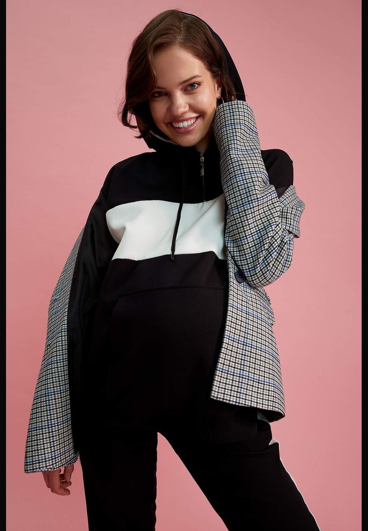 Relax Fit Block Colour Maternity Hoodie