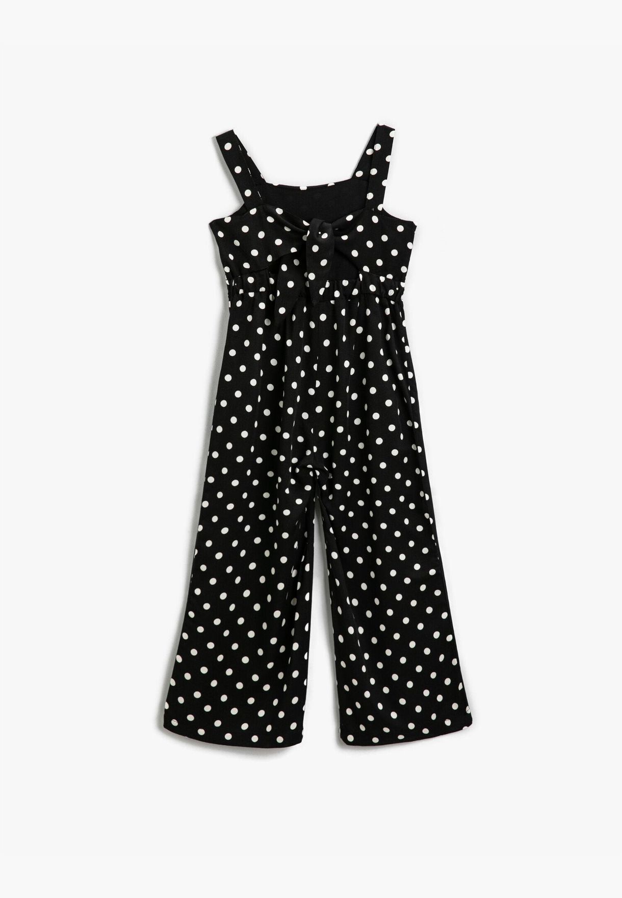 Cut Out Back Detailed Dotted Thick Strap Jumpsuit