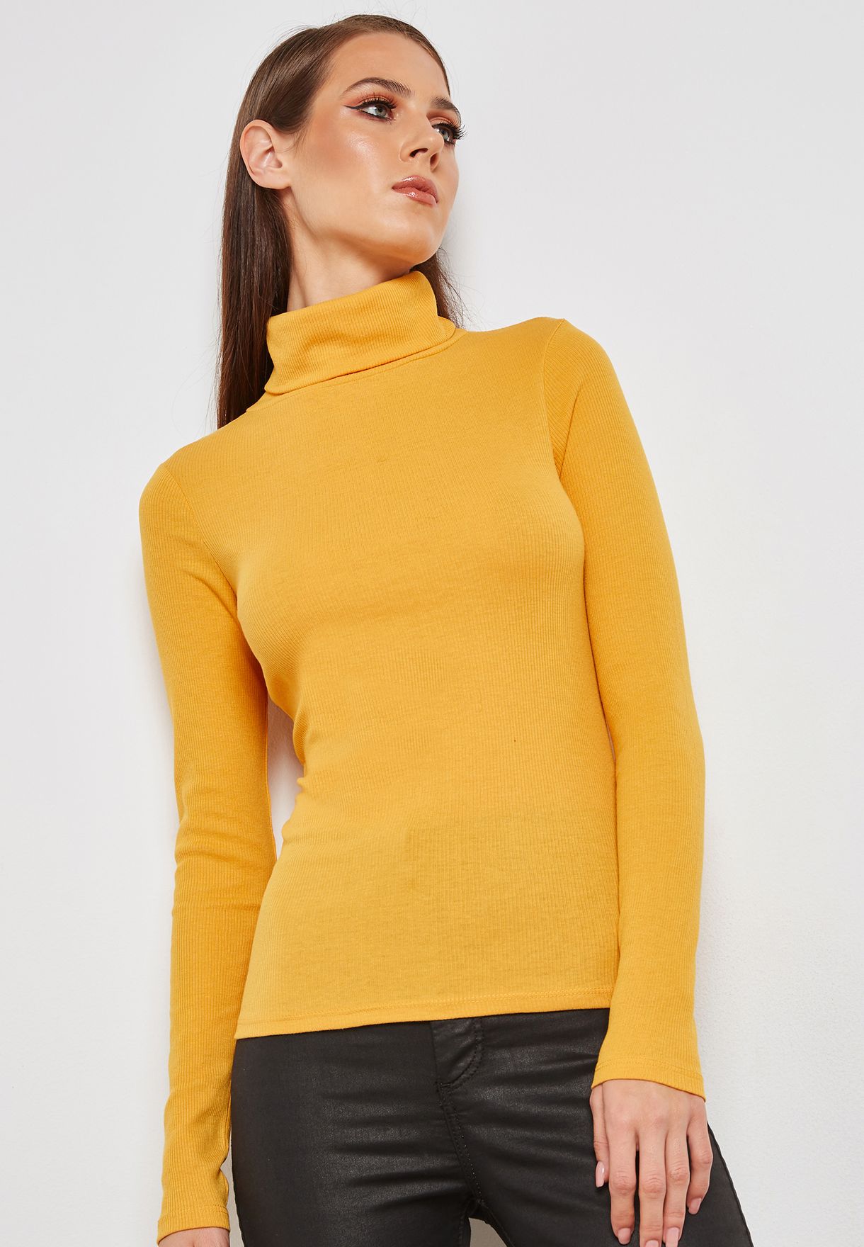 yellow roll neck top