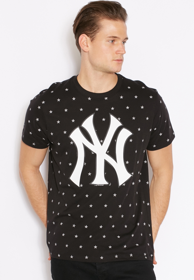 47 Brand NY Yankees T-Shirt In Black With Chest And Back Print for Men