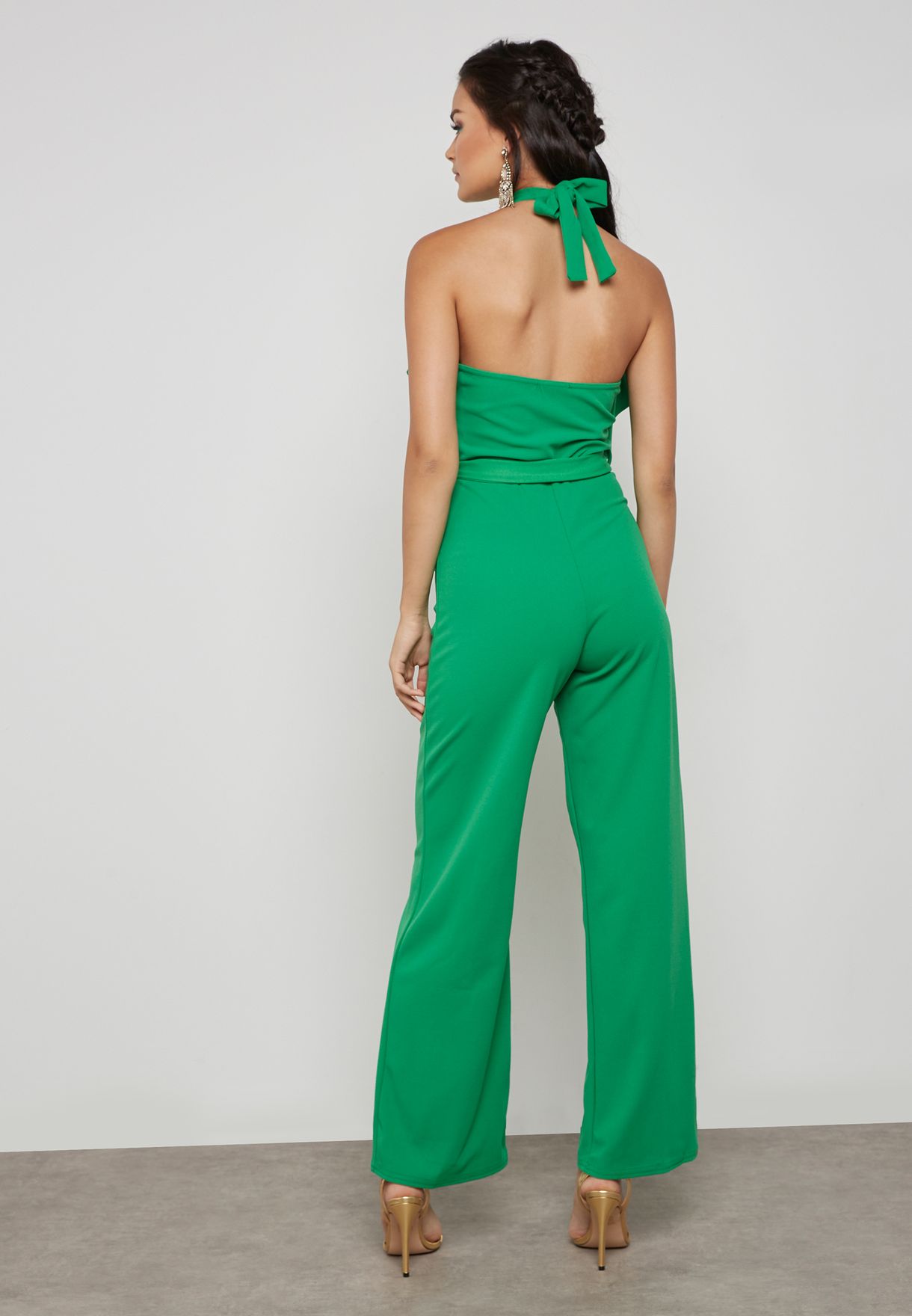 Buy Quiz green Ruffle Halter Neck Palazzo Jumpsuit for Women in MENA ...