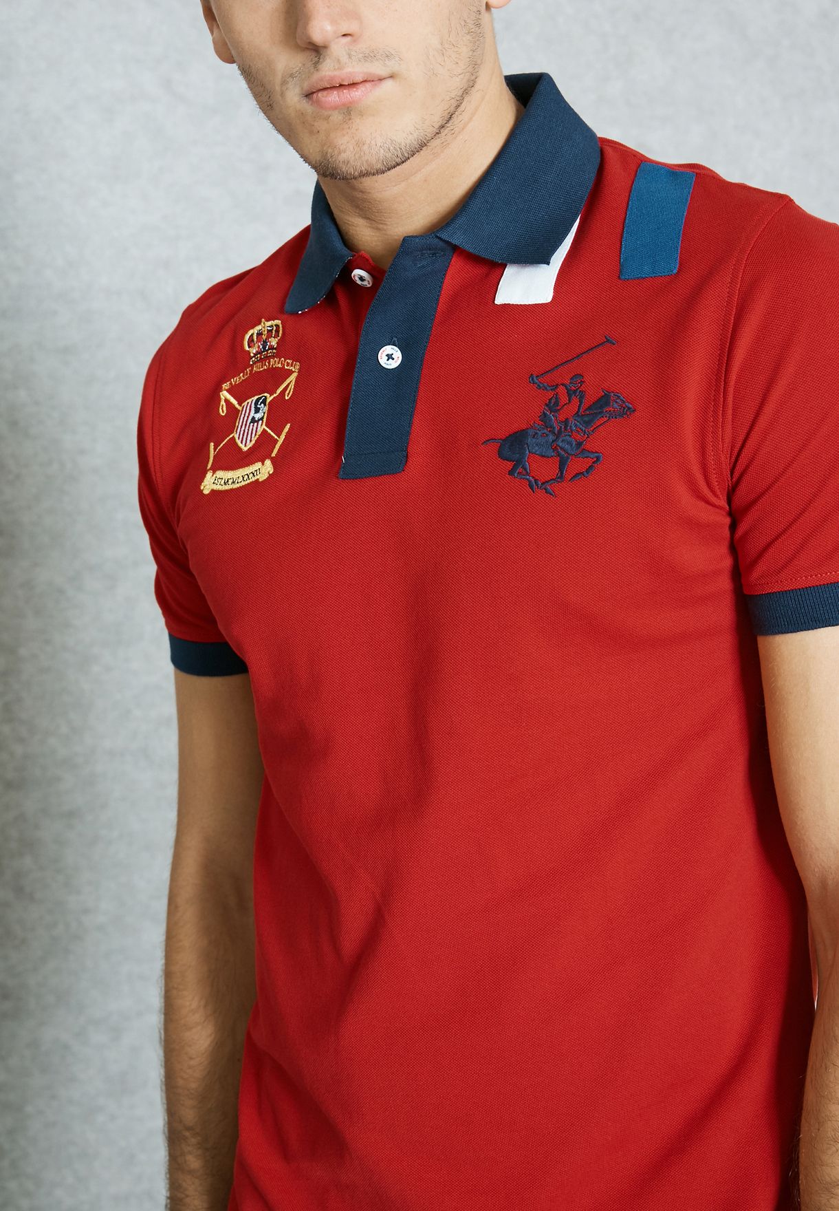Buy Beverly Hills Polo Club red Logo Print Polo for Men in MENA, Worldwide