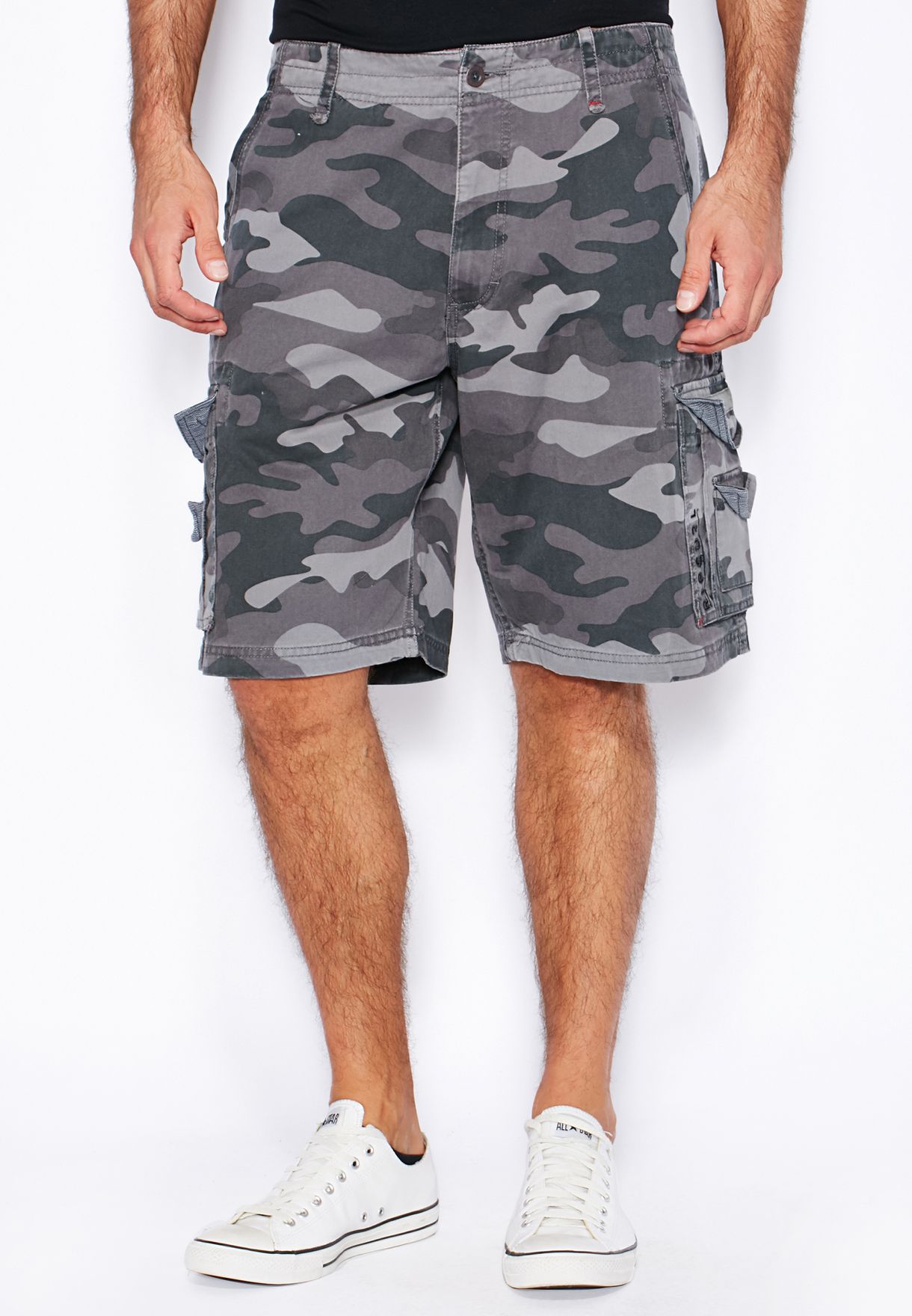 camo print cargo shorts