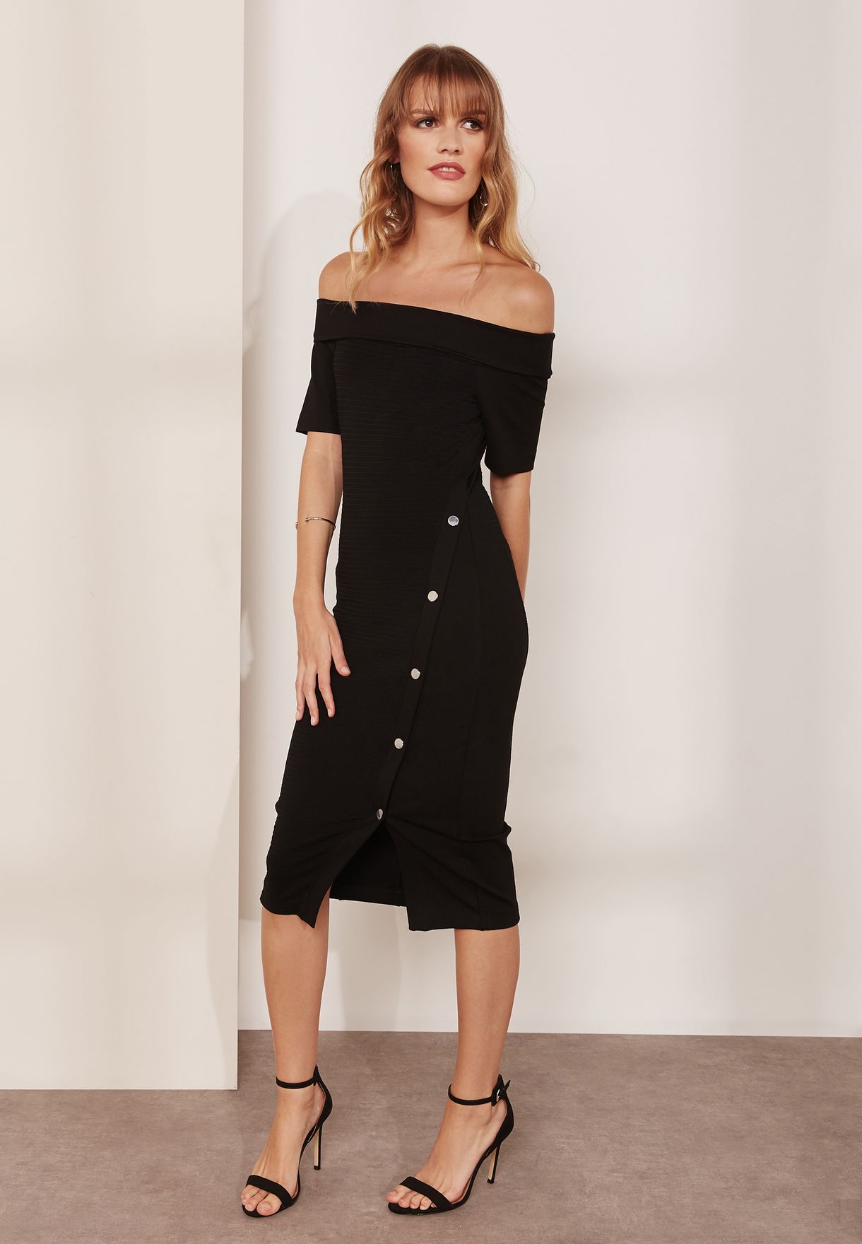 karen millen black bardot dress