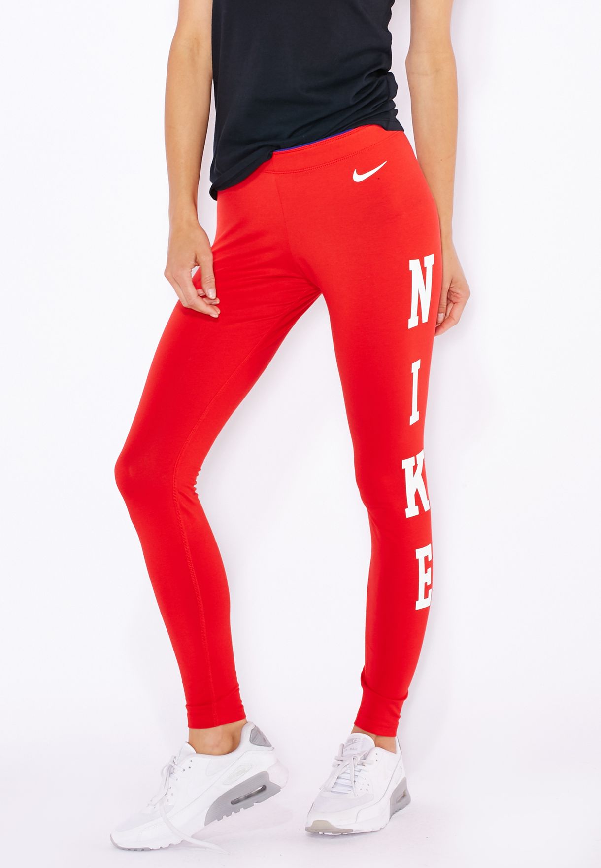 nike swoosh leggings red