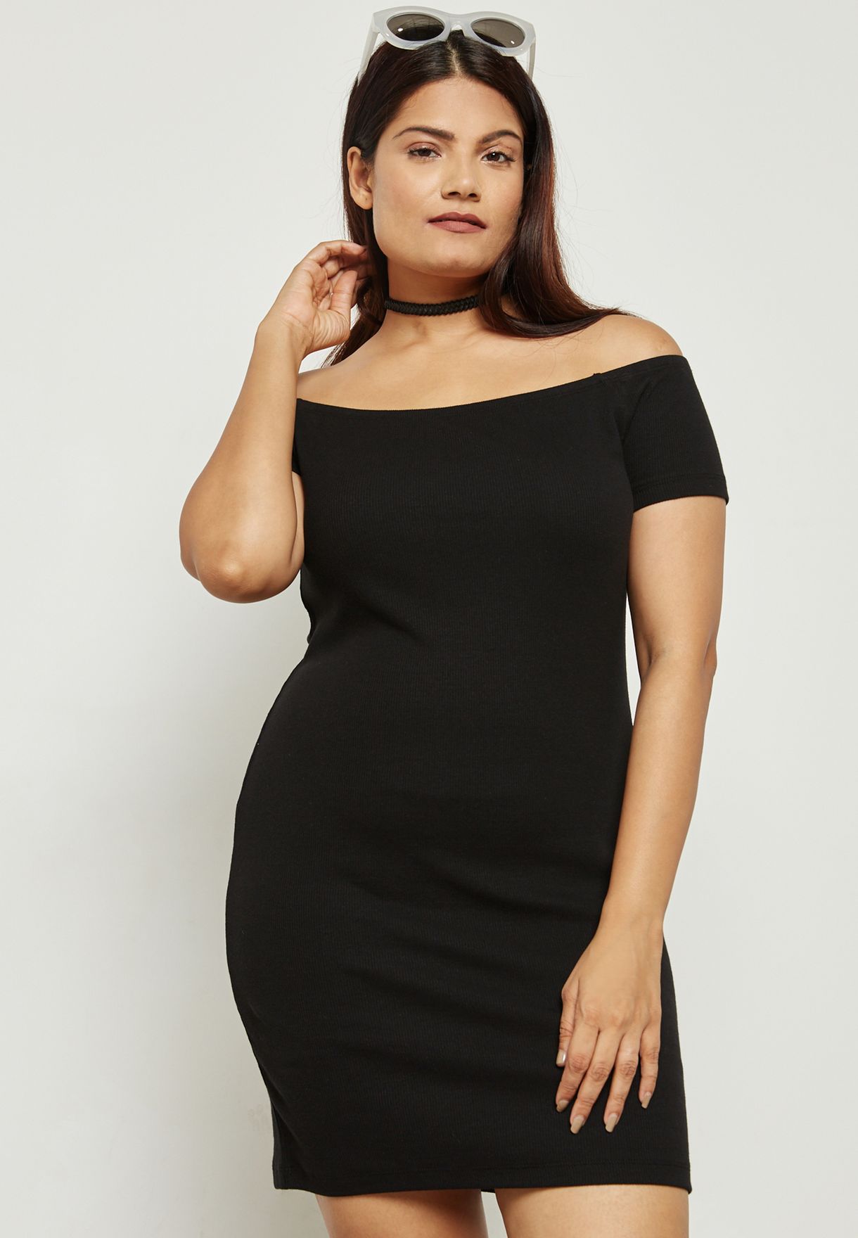 womens black bardot dress