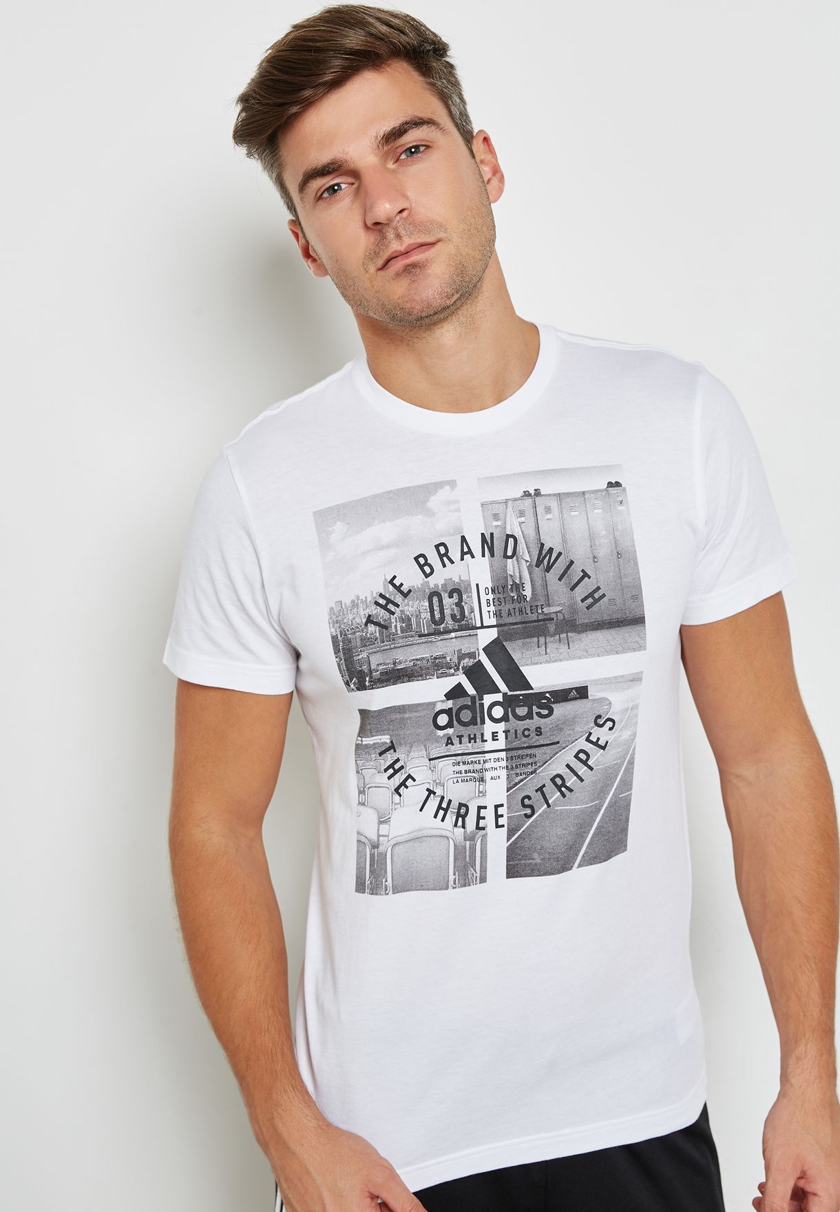 Compadecerse Pompeya arrojar polvo en los ojos Buy adidas white Athletic Vibe T-Shirt for Men in MENA, Worldwide