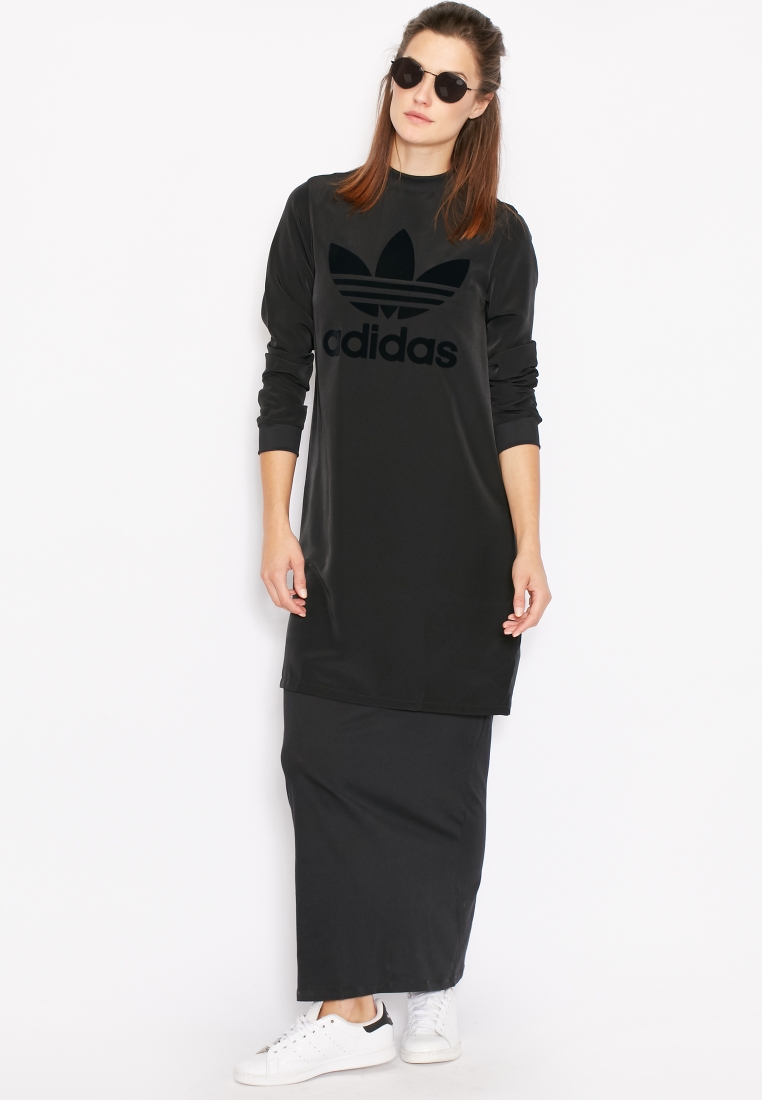 Buy adidas Originals black Trefoil High Low Dress for Women