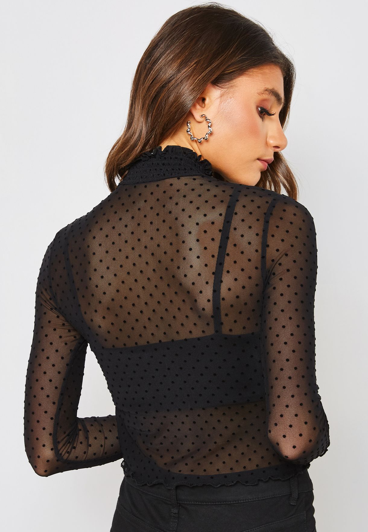 high neck mesh top