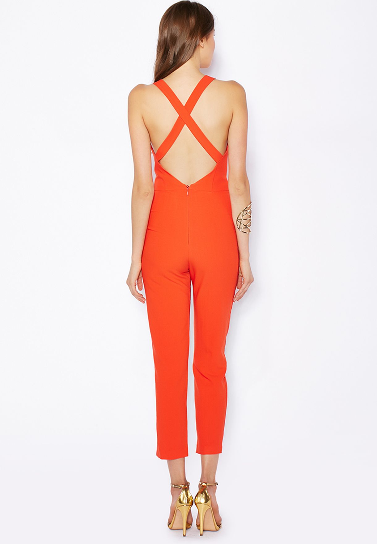 miss selfridge orange jumpsuit