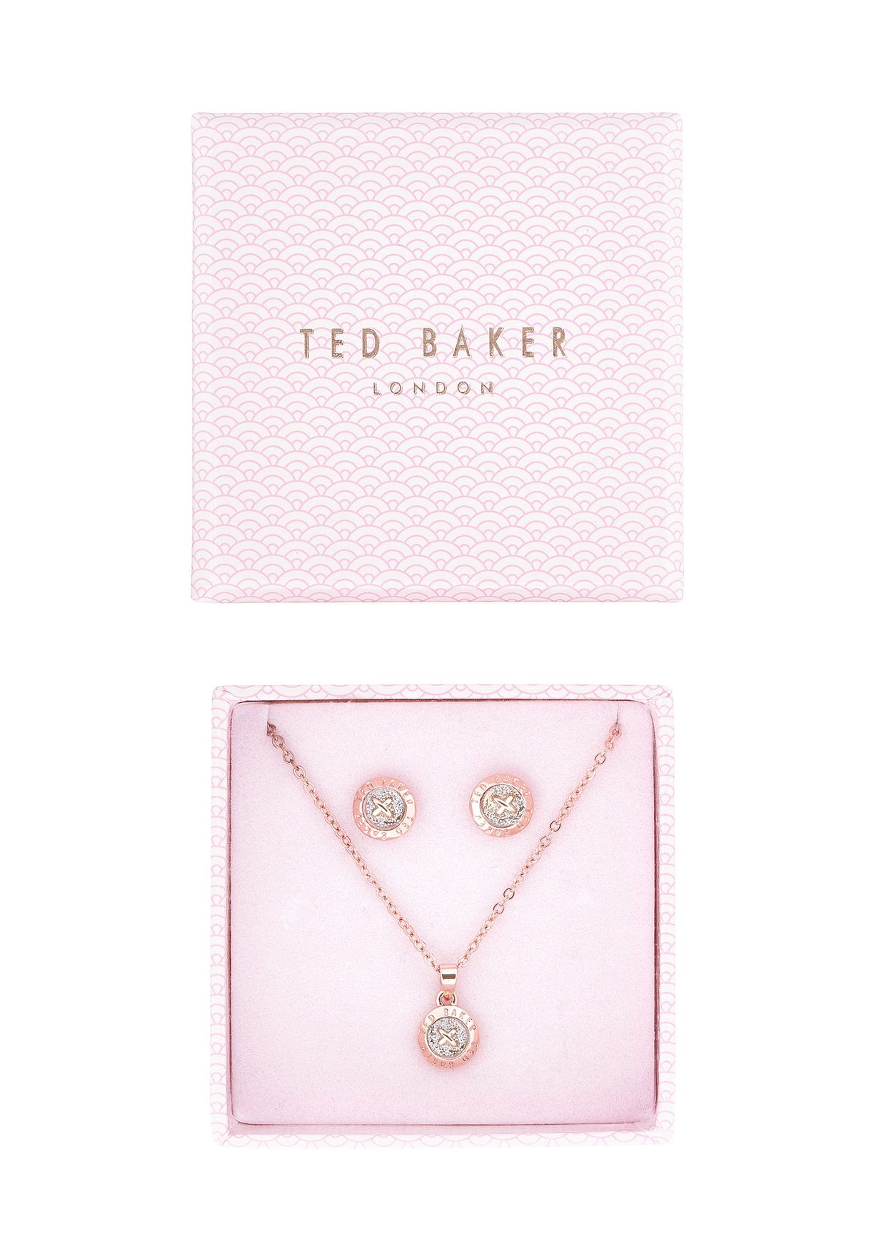 Emillia Mini Button Necklace + Earrings Set