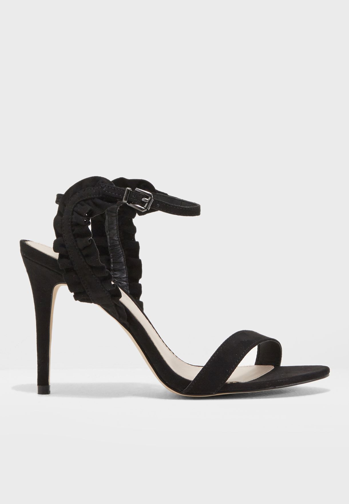 black frill heels