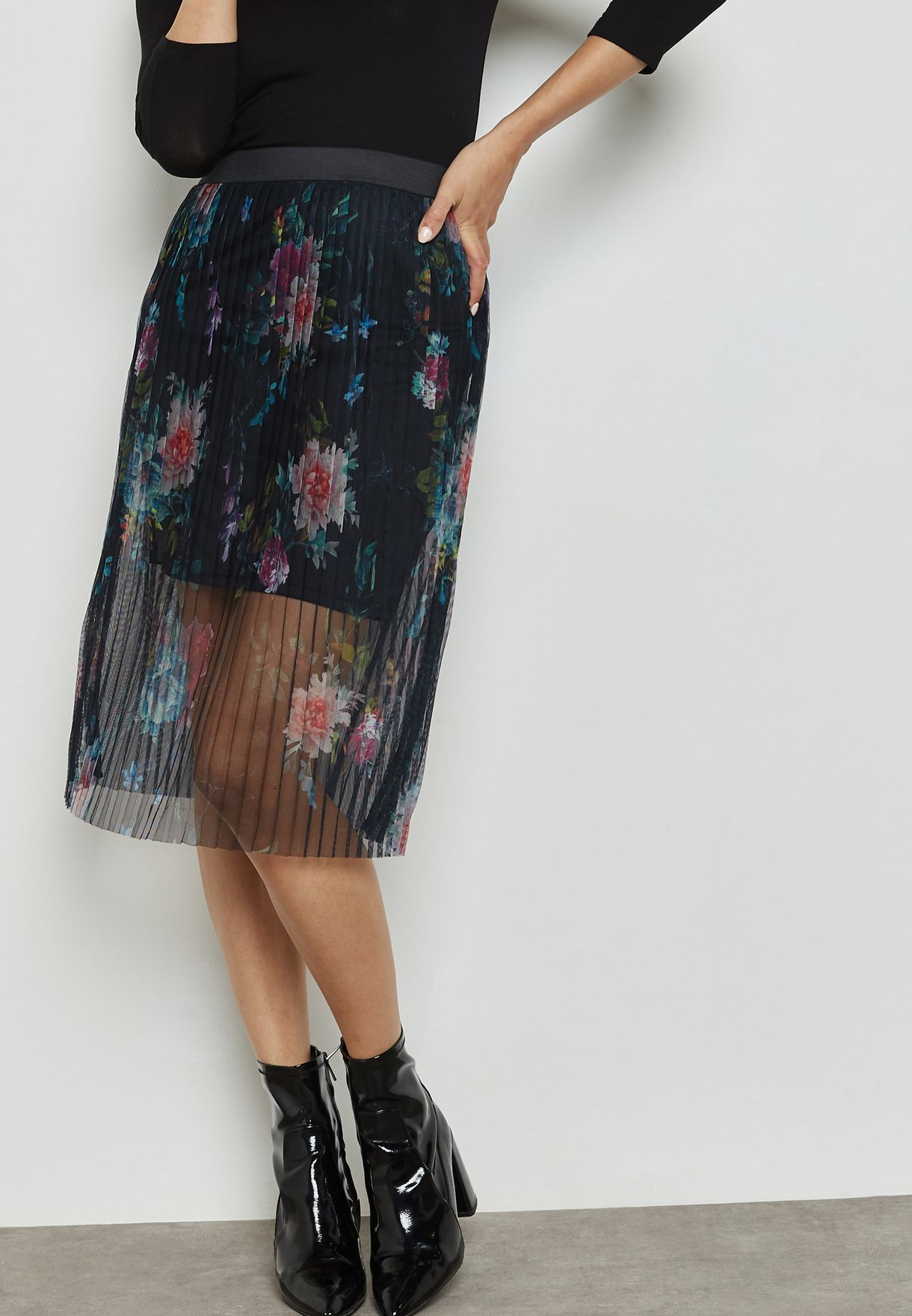 sheer embroidered skirt