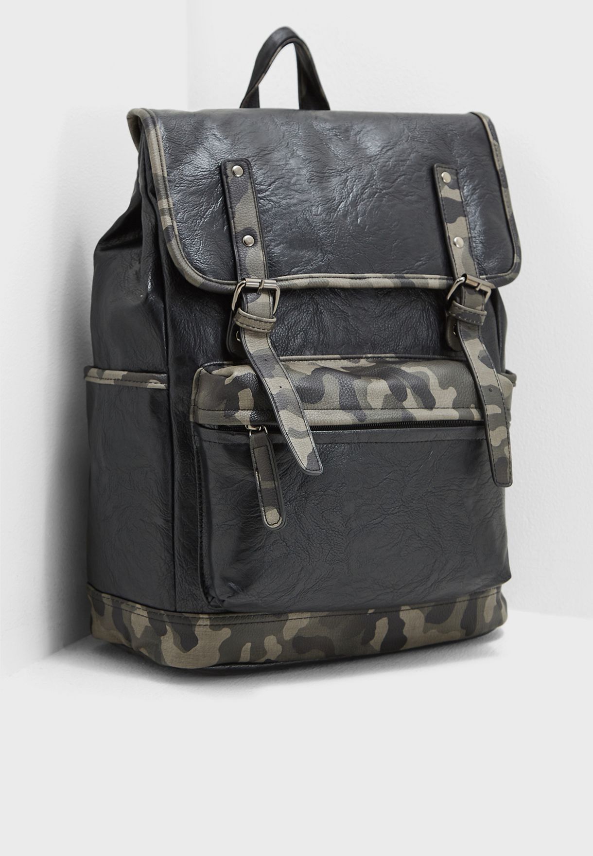 Camo Flap Over Laptop Sleeve Backpack