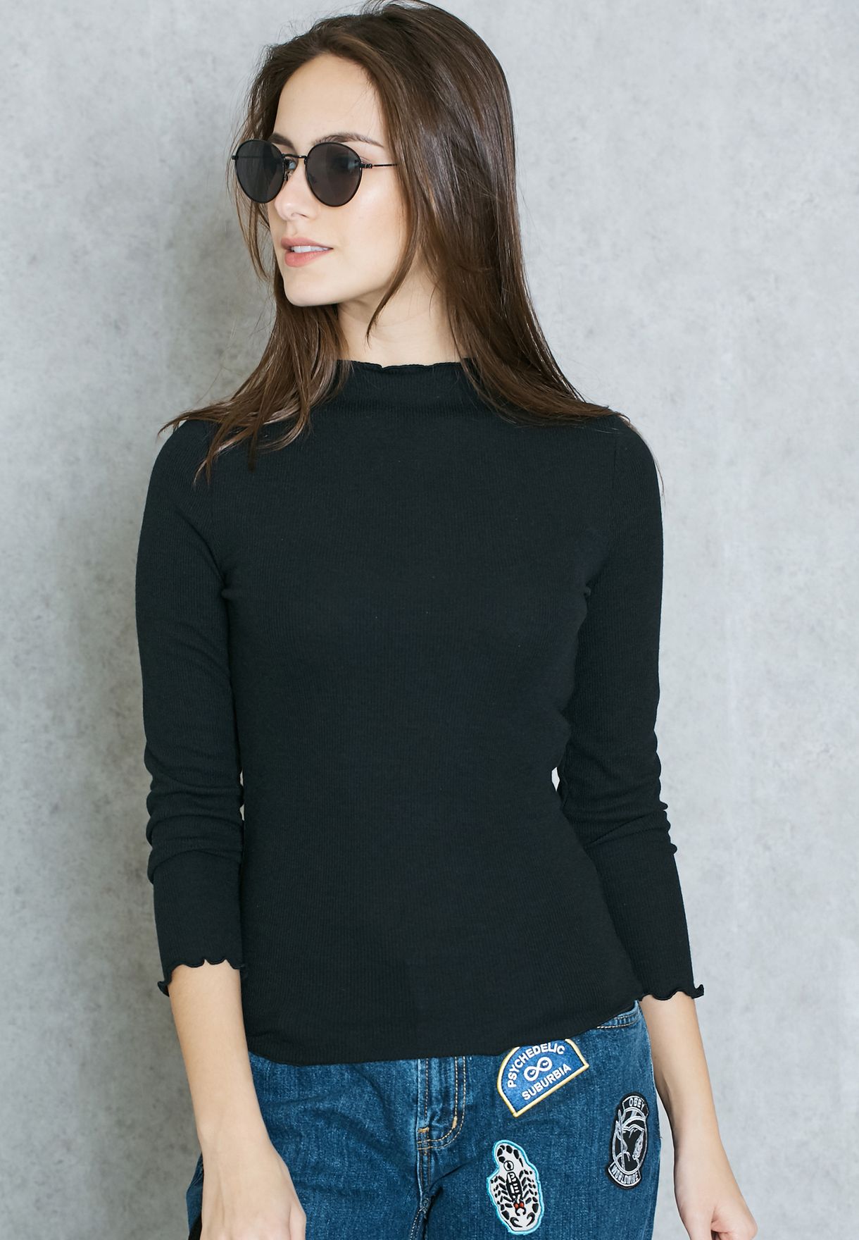 Buy Only Black High Neck Sweater For Women In Mena Worldwide