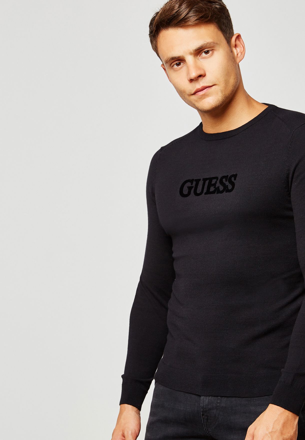 Buy Guess black Connor Logo Sweater for Men in MENA, Worldwide
