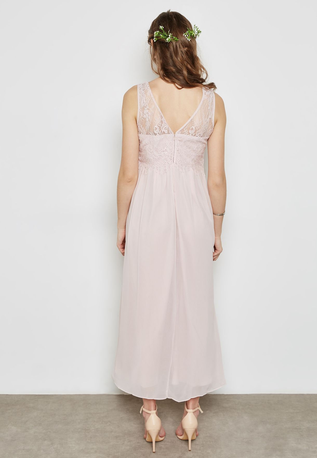 Shop Dorothy Perkins Pink Lace Maxi Bridesmaid Dress 12605955 For