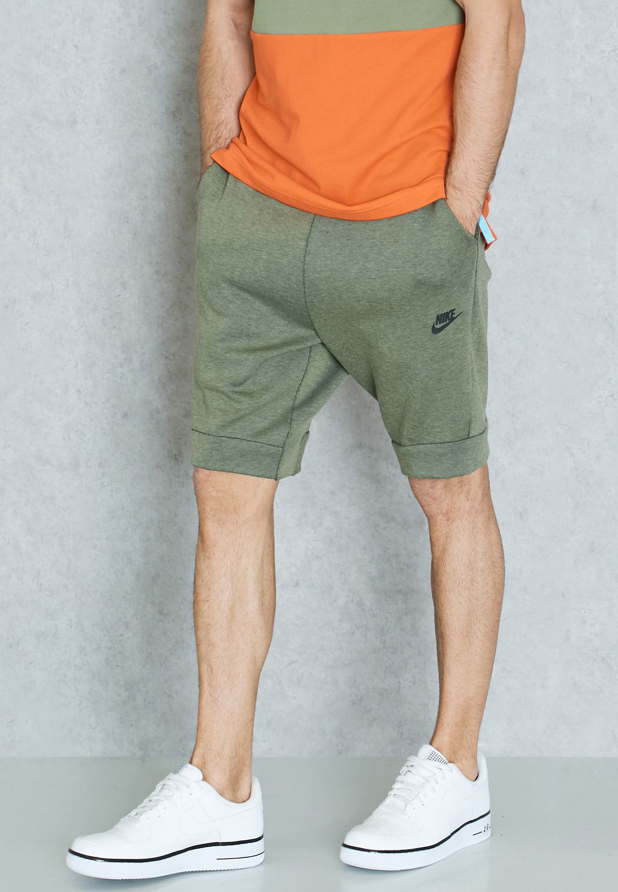 Buy Nike green Tech Fleece Shorts for 