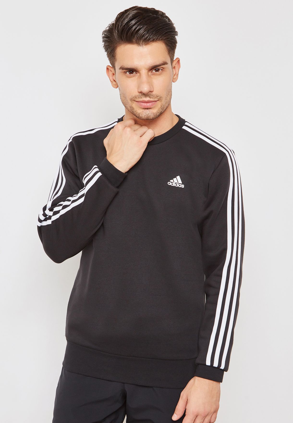 Buy adidas black Essential 3 Stripe Sweatshirt for Men in MENA, Worldwide |  BQ9645