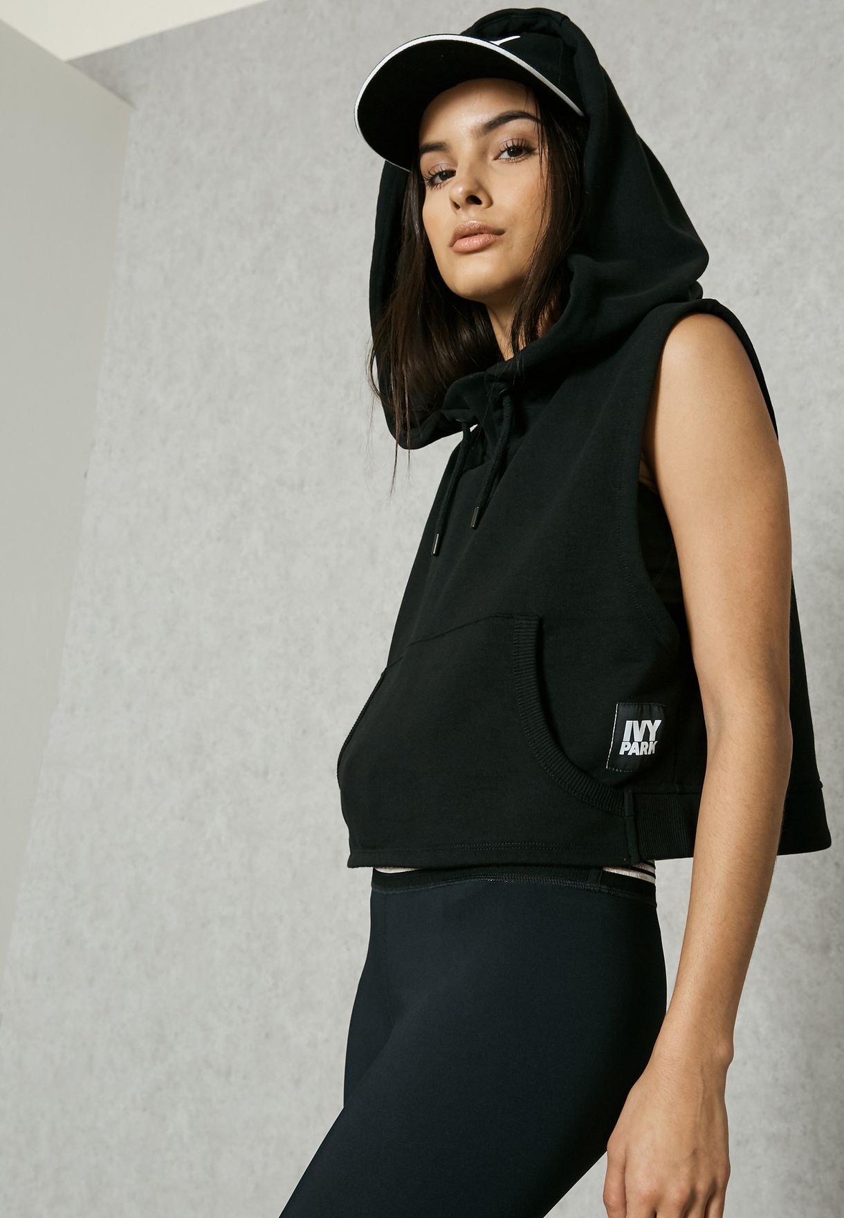 ivy park black cropped hoodie