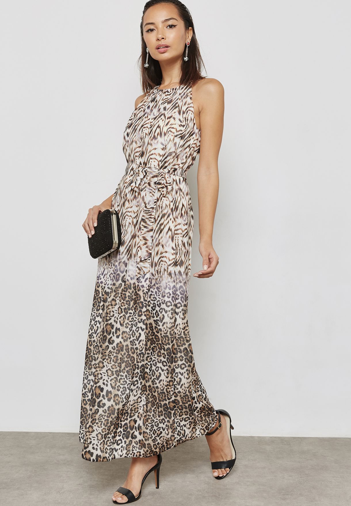 petite animal print maxi dress